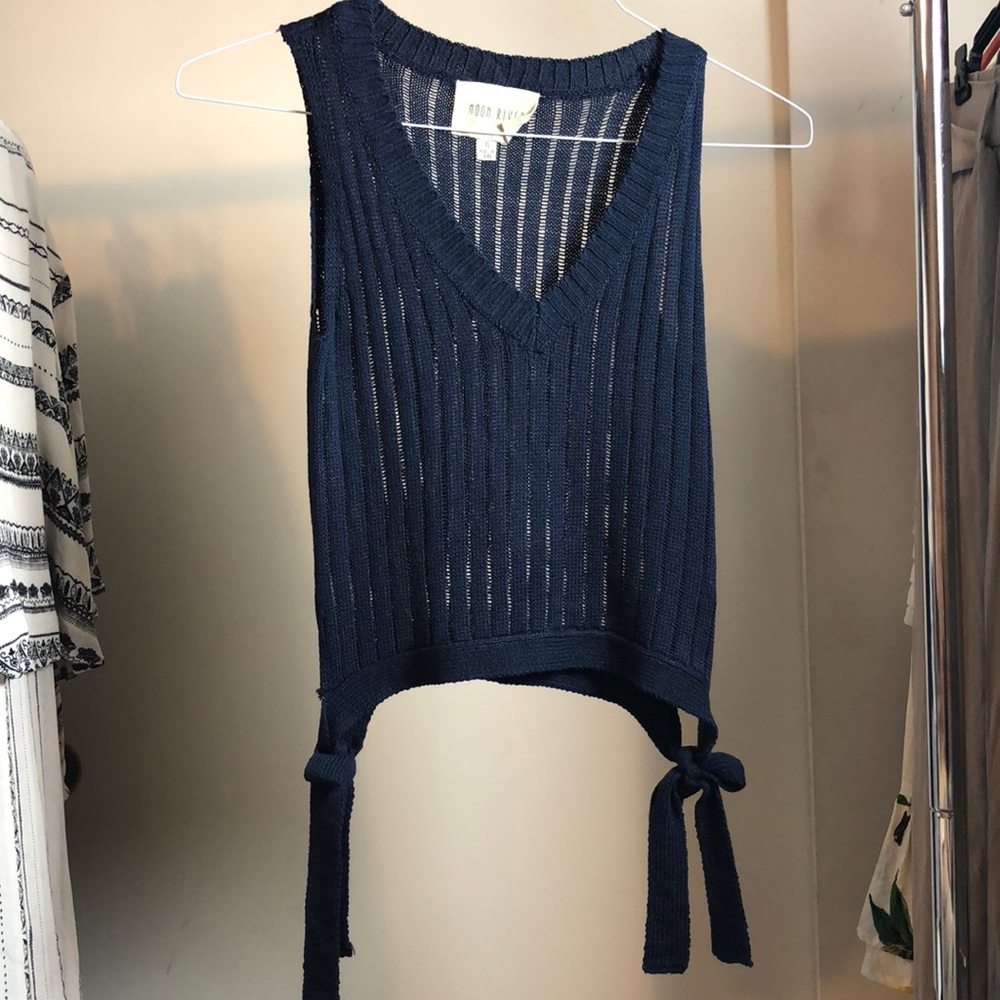 Moon River Knit Side Tie Top